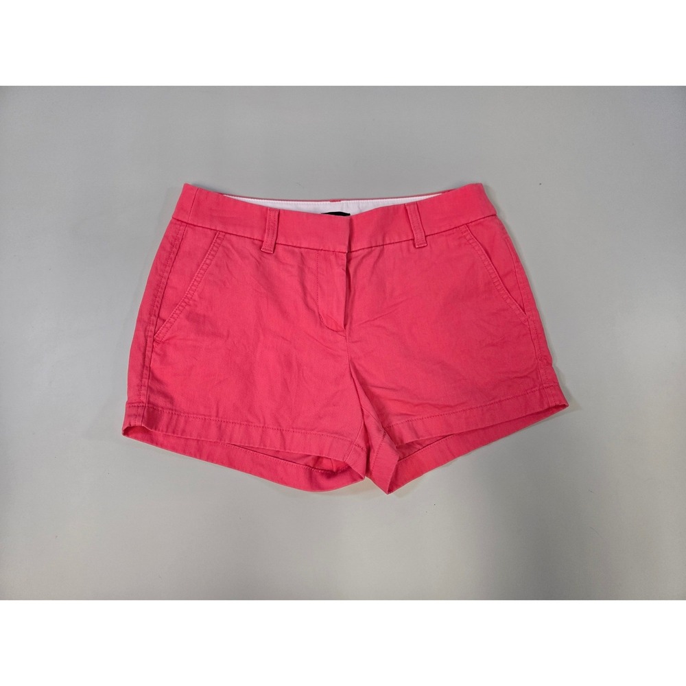 J.Crew Womens Chino Shorts Bright Pink 100% Cotton Size 2 Casual Summer‎
